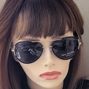 Polarized Vera Bradley Sunglasses TARA E. Black/Gold Aviator Shape Frame RxAble
